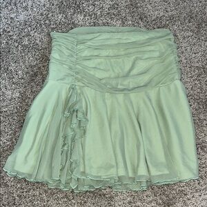 SHEIN Light Green Chiffon Ruffled Skater Skirt